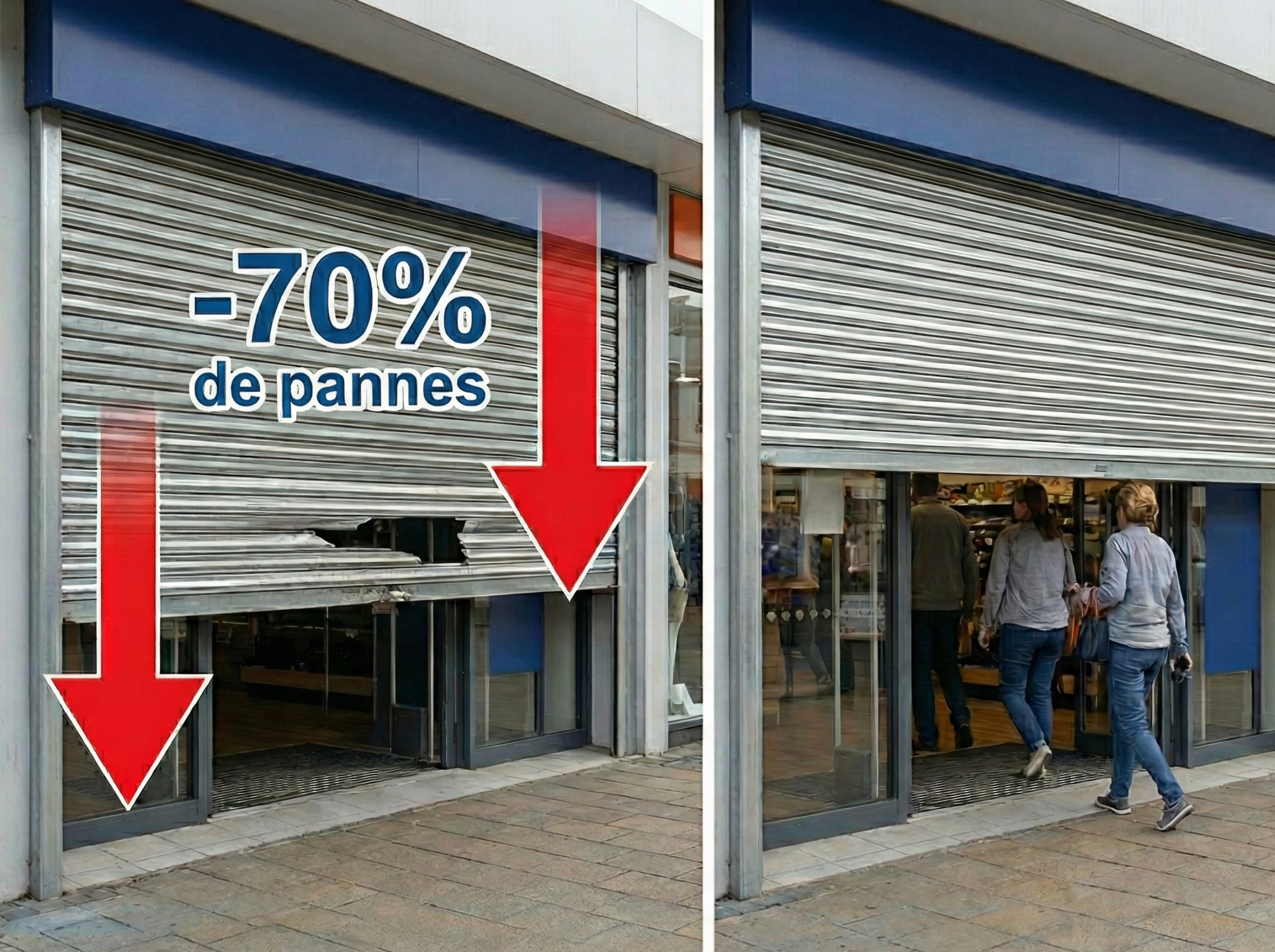 Technicien DRM effectuant l'entretien d'un rideau métallique à Montpellier