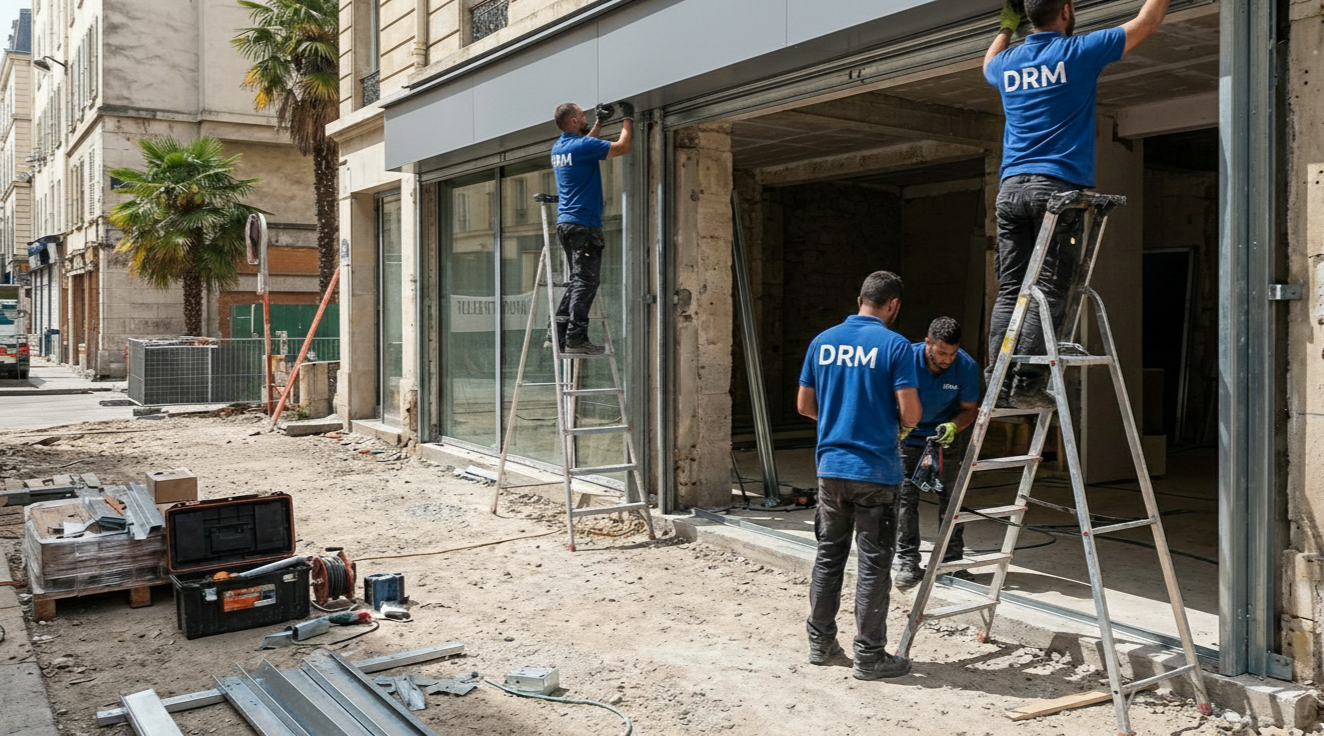 Installation rideau métallique